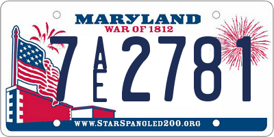 MD license plate 7AE2781