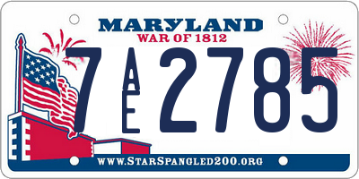 MD license plate 7AE2785