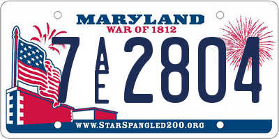 MD license plate 7AE2804