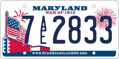 MD license plate 7AE2833