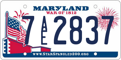 MD license plate 7AE2837