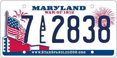 MD license plate 7AE2838