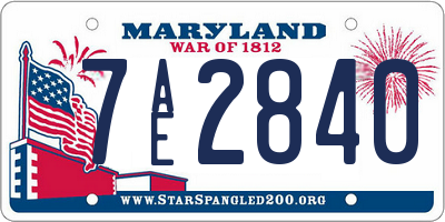 MD license plate 7AE2840