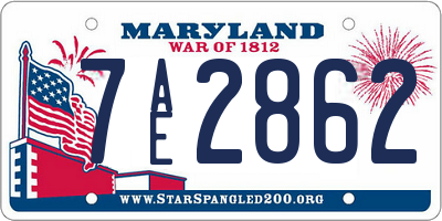 MD license plate 7AE2862