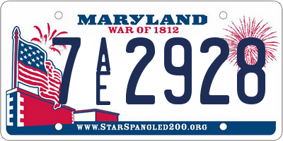 MD license plate 7AE2928