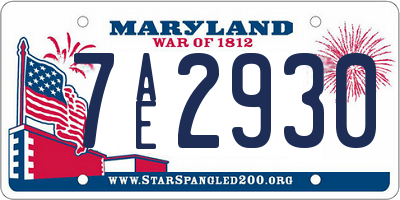 MD license plate 7AE2930