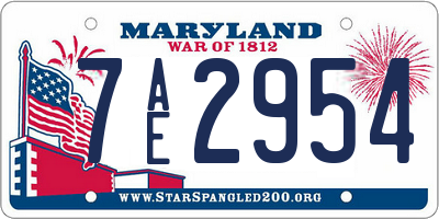 MD license plate 7AE2954