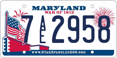 MD license plate 7AE2958