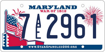 MD license plate 7AE2961
