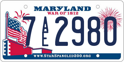 MD license plate 7AE2980