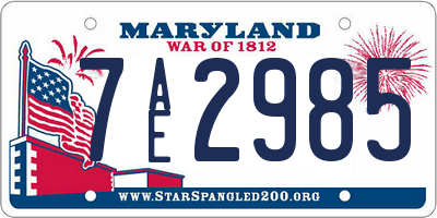 MD license plate 7AE2985