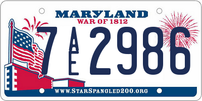 MD license plate 7AE2986