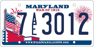 MD license plate 7AE3012