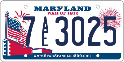 MD license plate 7AE3025