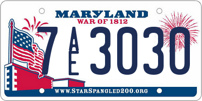 MD license plate 7AE3030