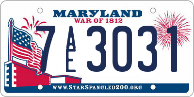MD license plate 7AE3031