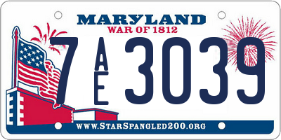 MD license plate 7AE3039