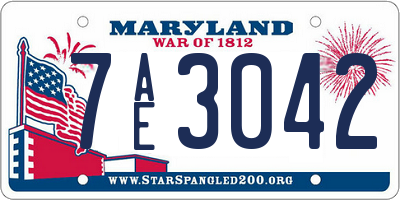 MD license plate 7AE3042