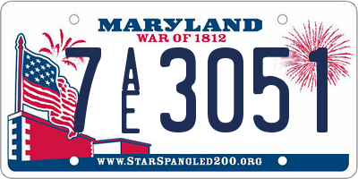 MD license plate 7AE3051