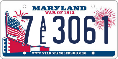 MD license plate 7AE3061