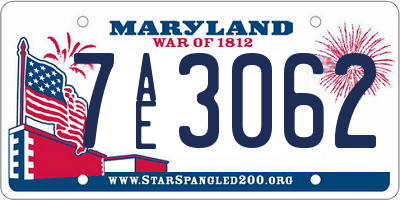 MD license plate 7AE3062