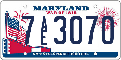 MD license plate 7AE3070