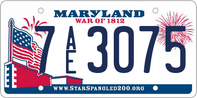 MD license plate 7AE3075