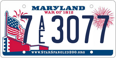 MD license plate 7AE3077