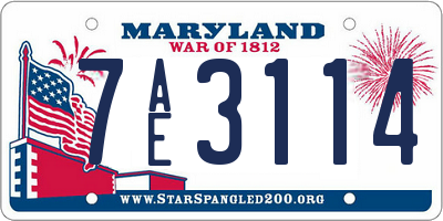 MD license plate 7AE3114