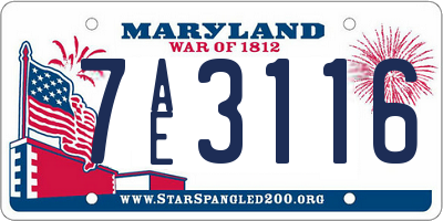 MD license plate 7AE3116