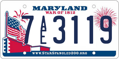 MD license plate 7AE3119