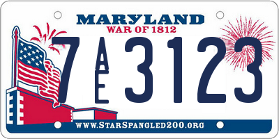 MD license plate 7AE3123