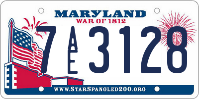 MD license plate 7AE3128