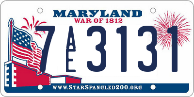 MD license plate 7AE3131