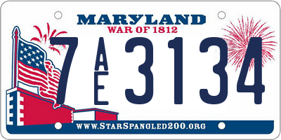 MD license plate 7AE3134