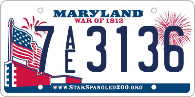 MD license plate 7AE3136