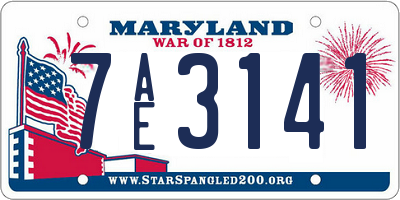 MD license plate 7AE3141