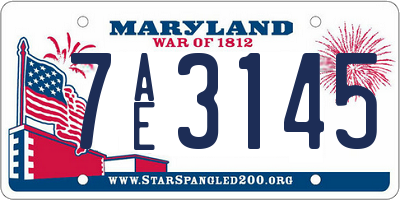 MD license plate 7AE3145