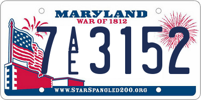 MD license plate 7AE3152
