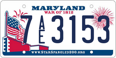 MD license plate 7AE3153