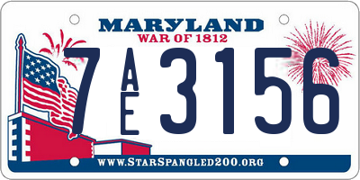 MD license plate 7AE3156