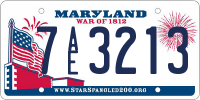 MD license plate 7AE3213