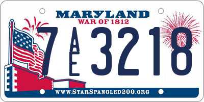 MD license plate 7AE3218
