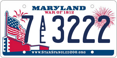 MD license plate 7AE3222