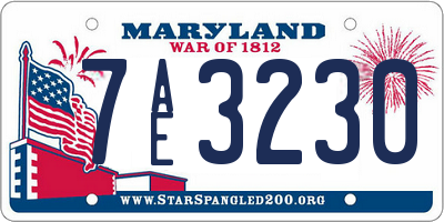 MD license plate 7AE3230