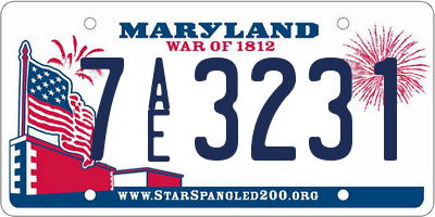 MD license plate 7AE3231