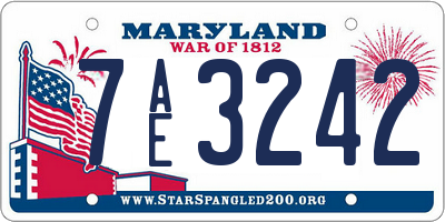 MD license plate 7AE3242