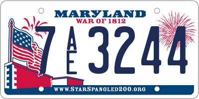 MD license plate 7AE3244