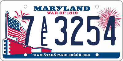MD license plate 7AE3254