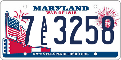 MD license plate 7AE3258